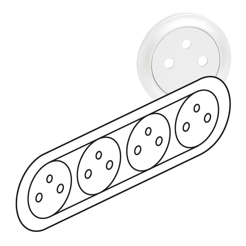 Enjoliveur céliane pour quadruple prise de courant 2p+t surface précablée compacte - blanc