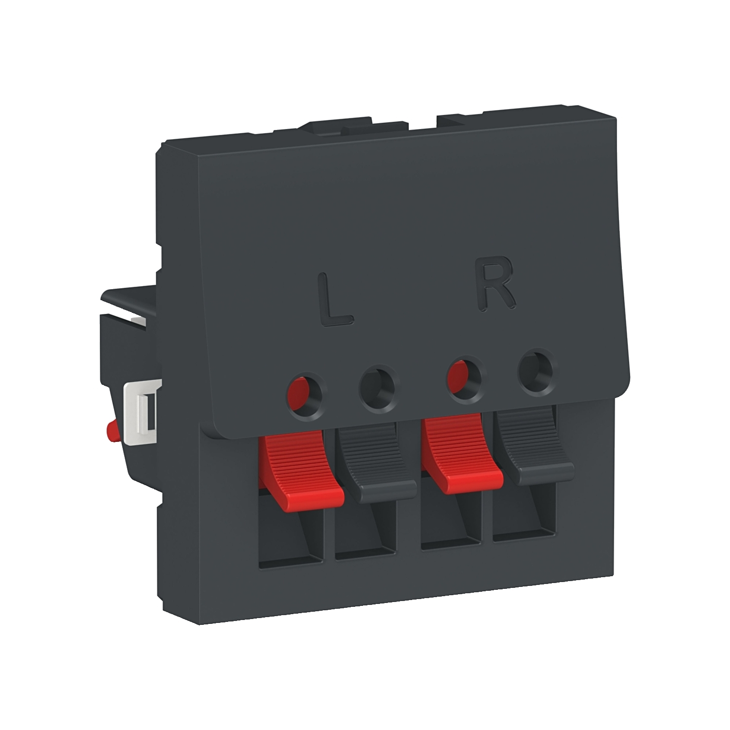 Unica - prise haut-parleur 2 sorties (2 x rouge + noir) - 2 modules - anthracite - mécanisme seul