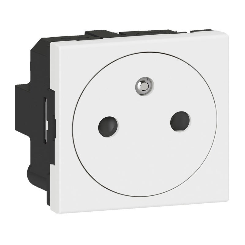 Prise avec deux pôles + terre, bornes automatiques, deux modules.