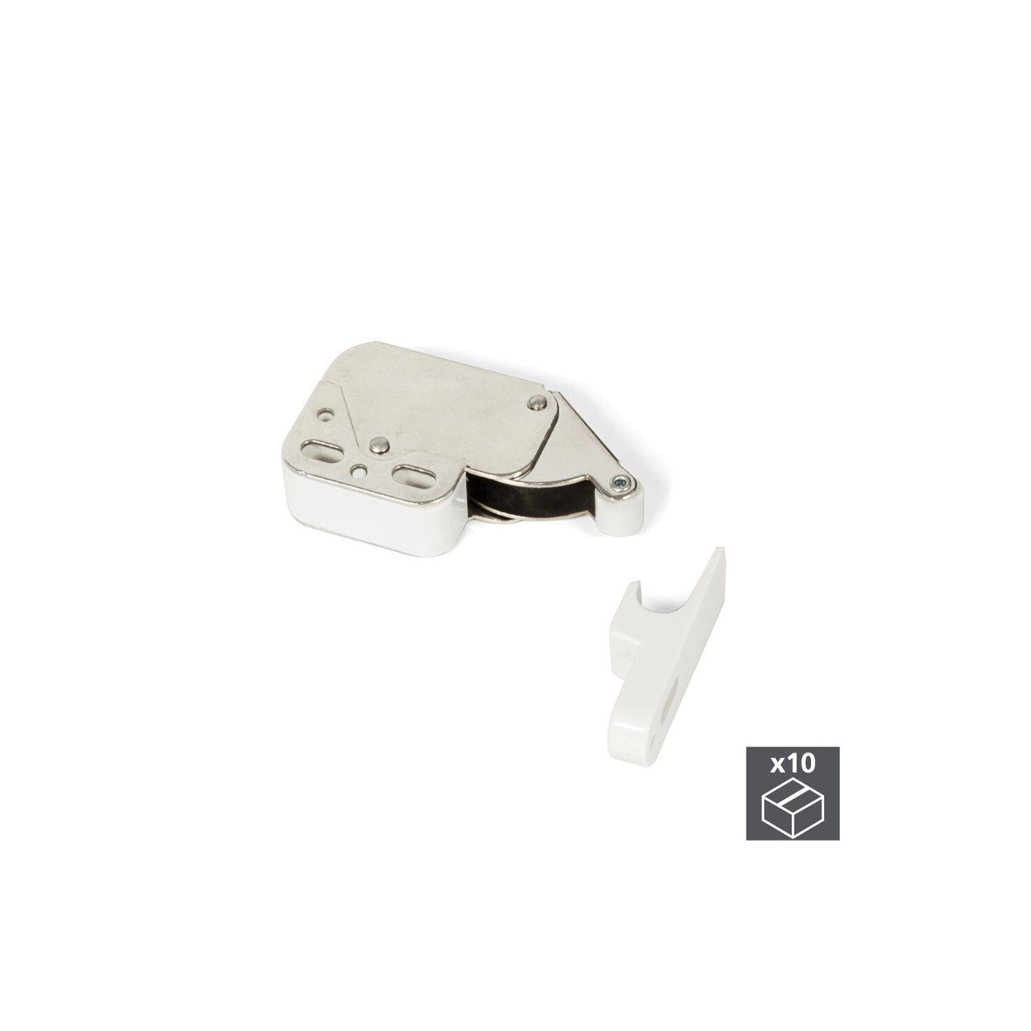 Lot de 10 fermetures fast latch pour meubles - acier et plastique - blanc