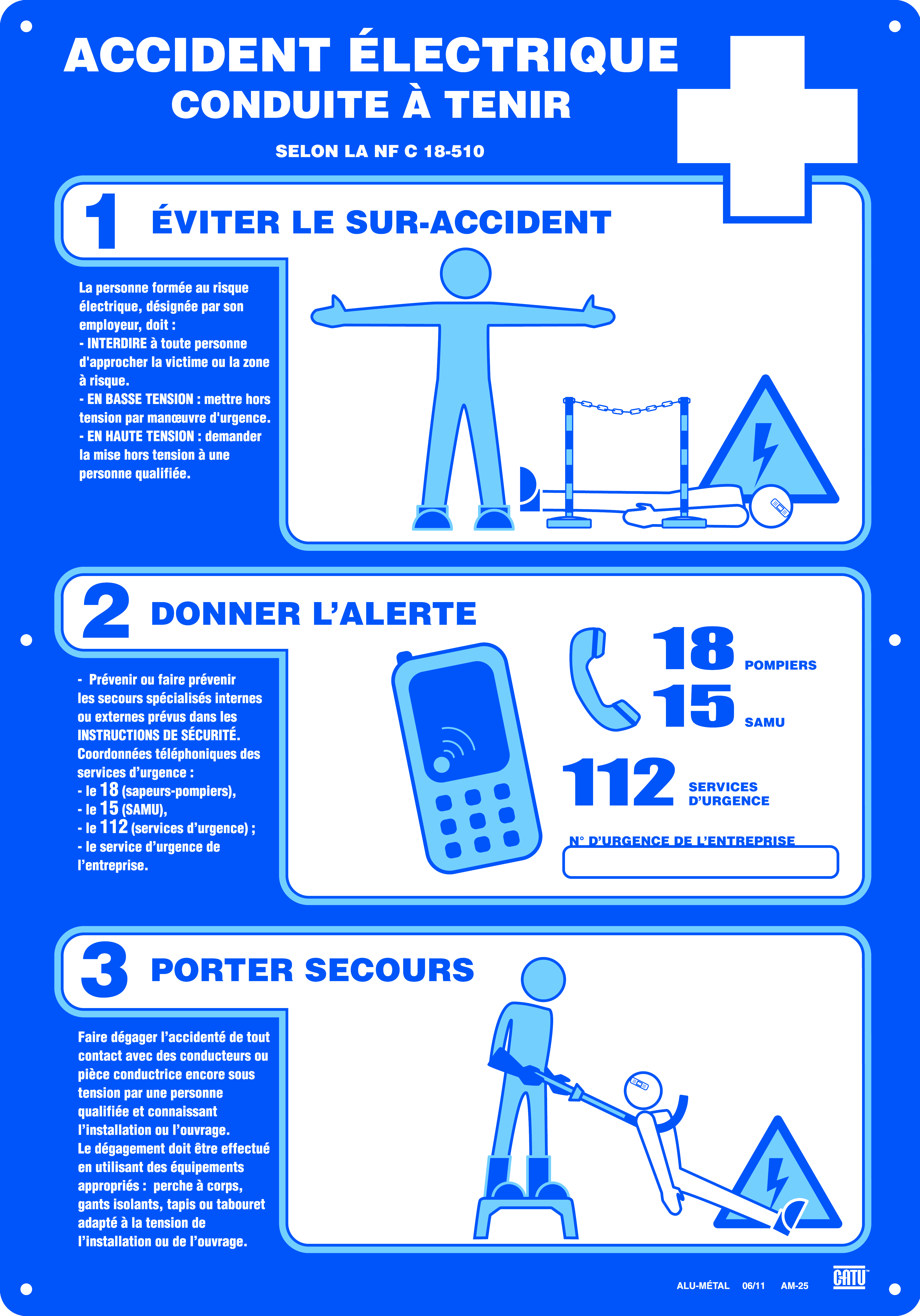 Affiche alumetal «accident electrique conduite a tenir»