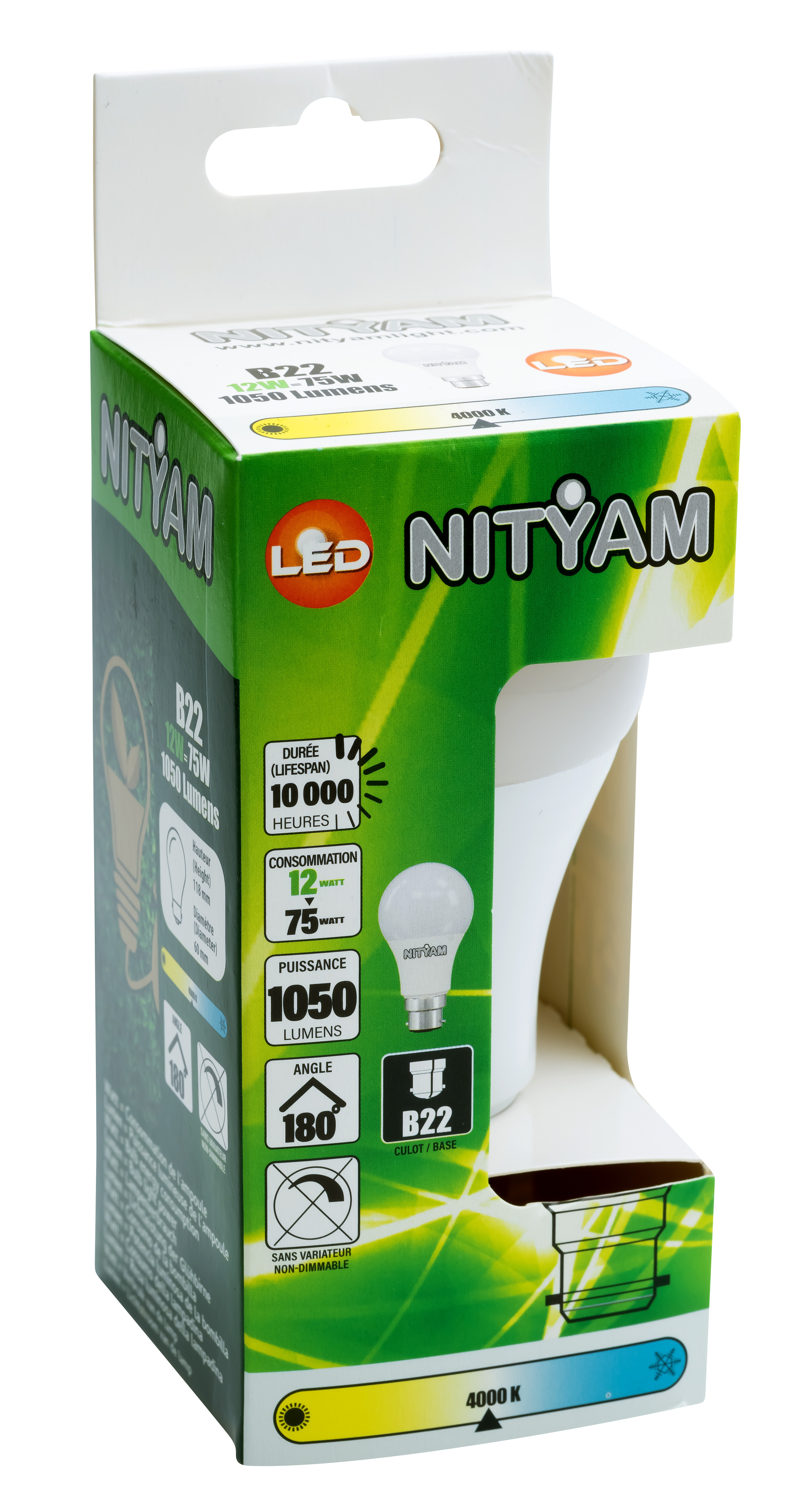 Ampoule standard b22 12w 1050lm 4k - nityam