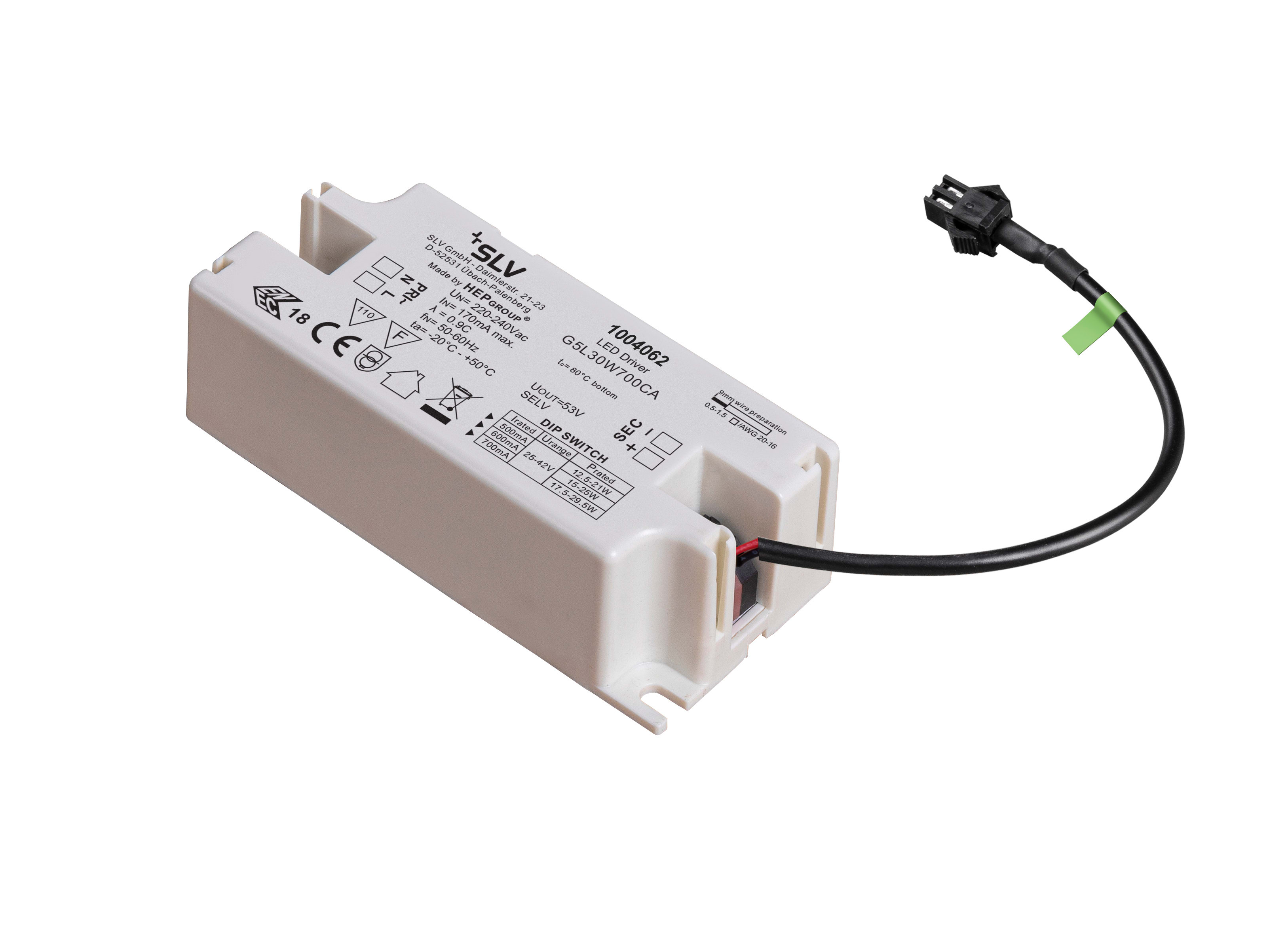 Alimentation led, interieur, blanc, 21-29,5w, 500-600-700ma