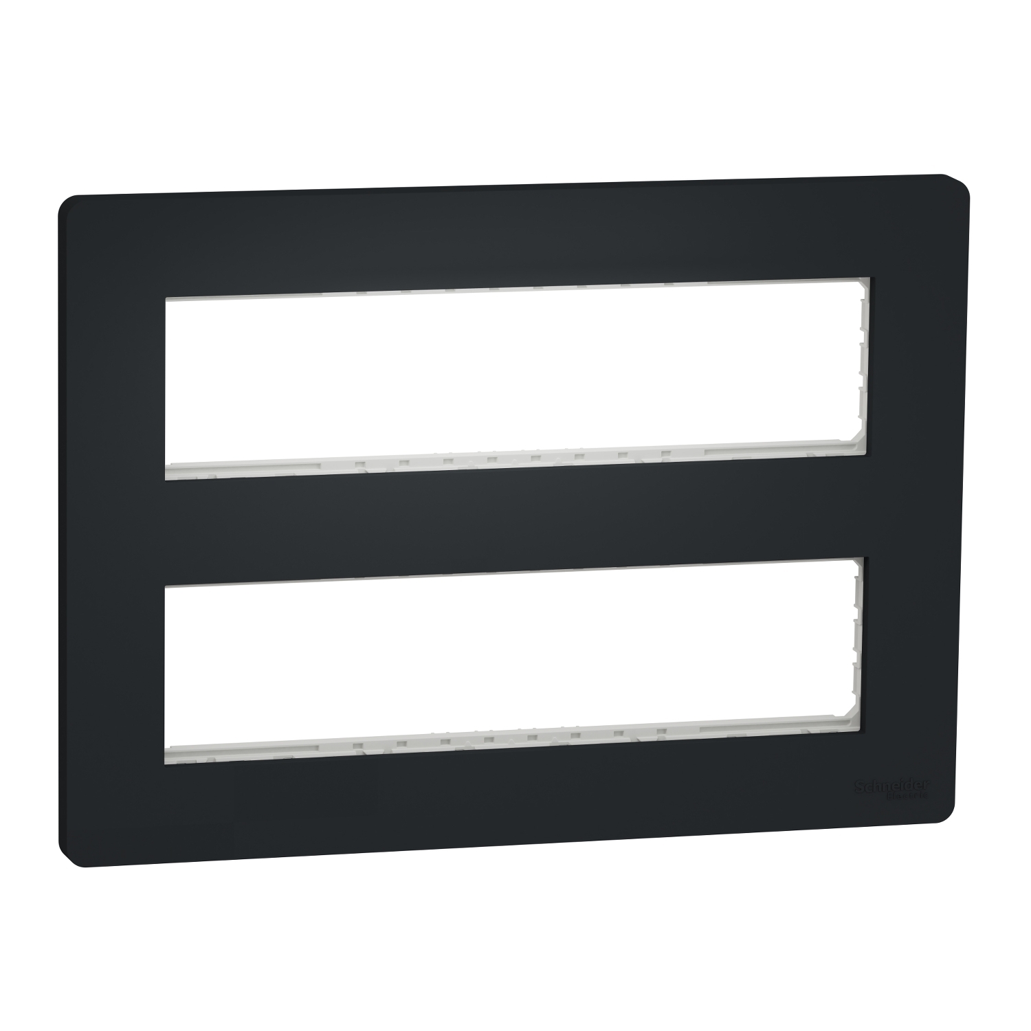 Support de fixation + plaque de finition pour boîte de concentration 2 rangées de 8 modules anthraci