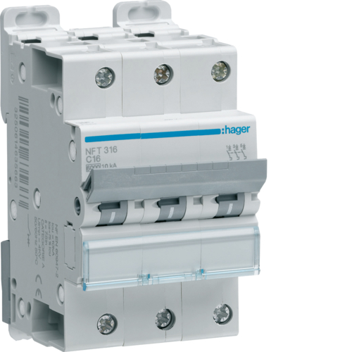 Disjoncteur 3p 6-10ka courbe d - 16a 3 modules