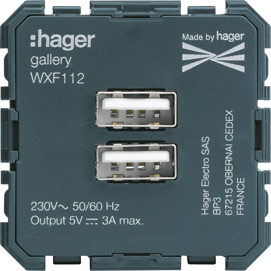 Chargeur double usb a+a gallery wxf112 hager