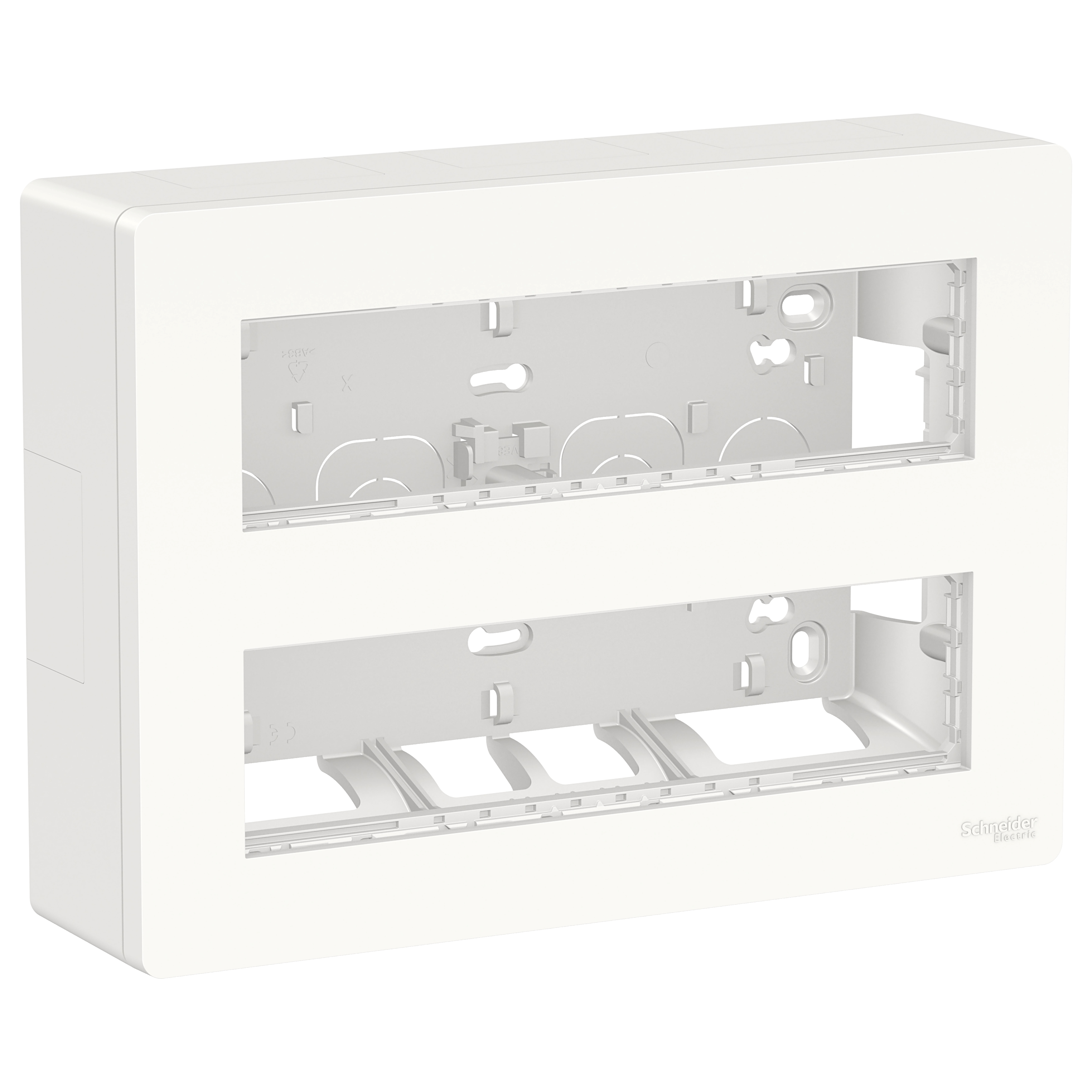 Unica - boîte de concentration en saillie complète - 2 rangées de 8 modules - blanc antimicrobien - 