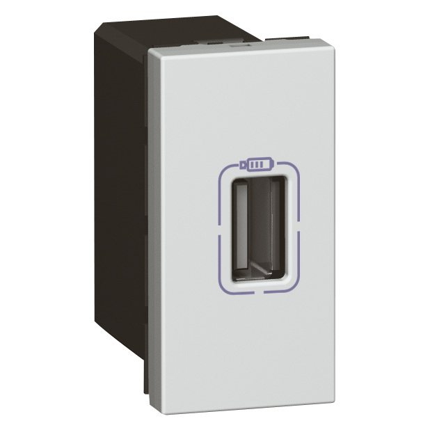 Mosaic alimentation usb 1100ma 5v - 1 module - aluminium