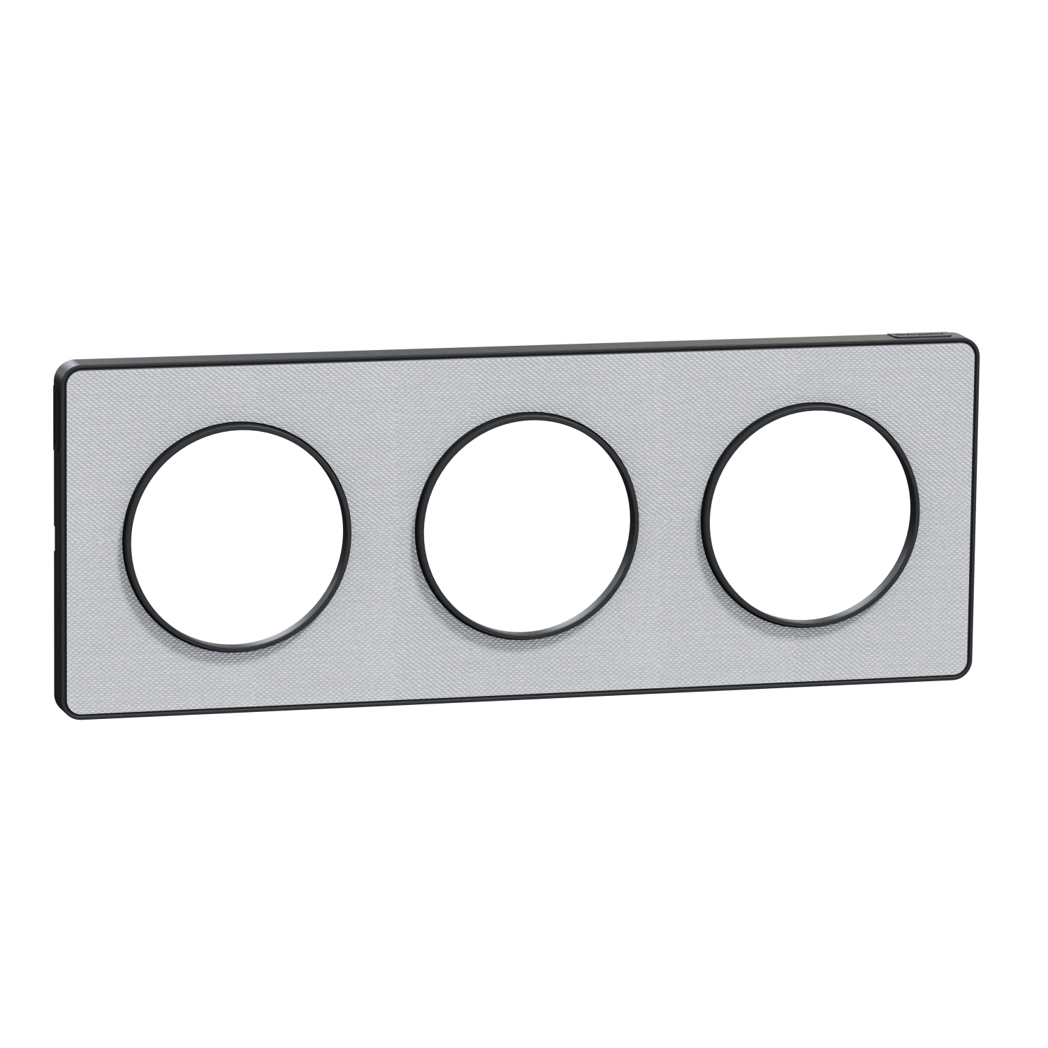 Odace touch - plaque de finition kvadrat en tissus perle et liseré anthracite 3 postes horiz.