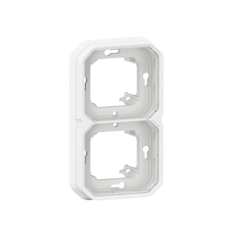 Support plaque encastré 2 postes montage horizontal/vertical plexo bl