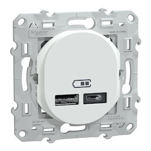 Double chargeur usb a+c blanc 12 w 250 v ovalis schneider electric – ip20