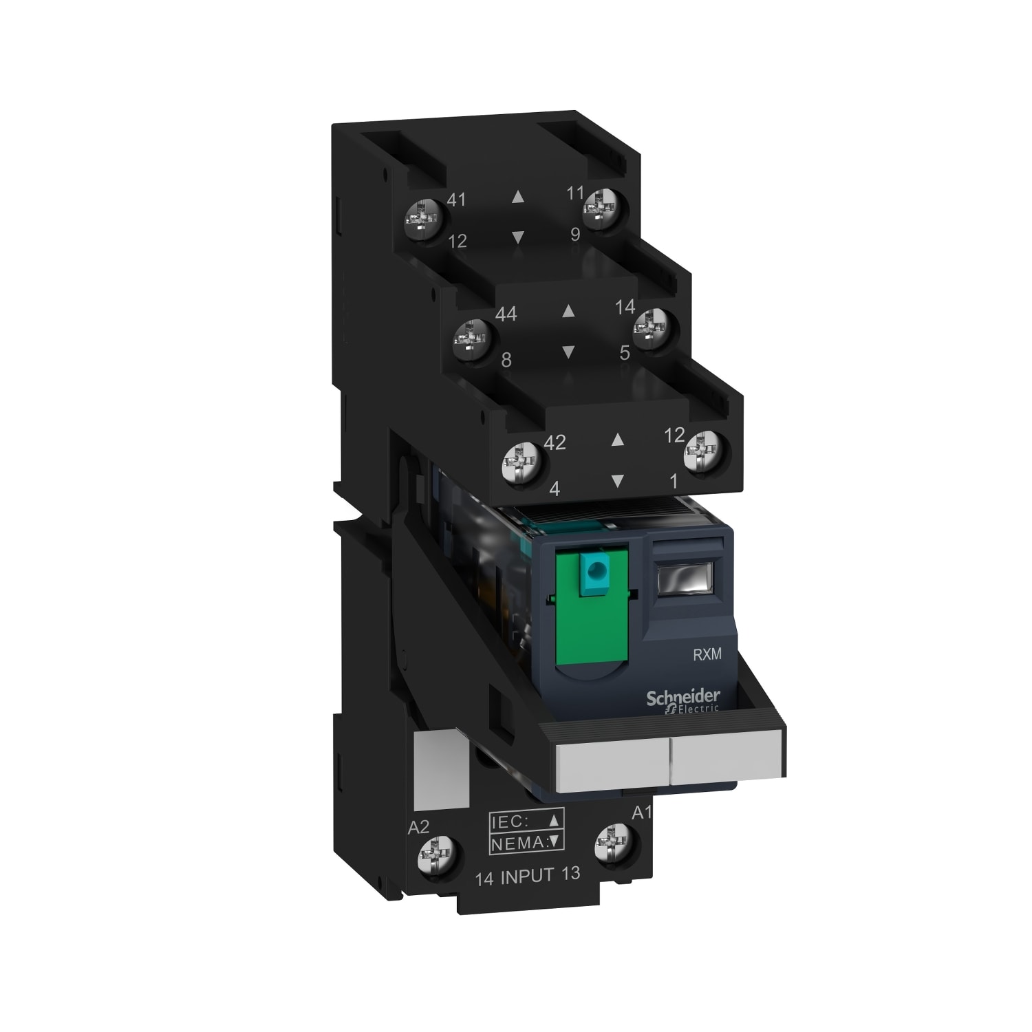 Zelio relay rxm - relais sur embase cont separes - 2of - 12a - test+del - 24vdc