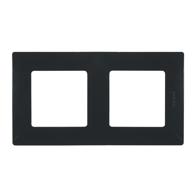 Plaque 2 postes entraxe 71 mm- montage horizontal et vertical - onyx