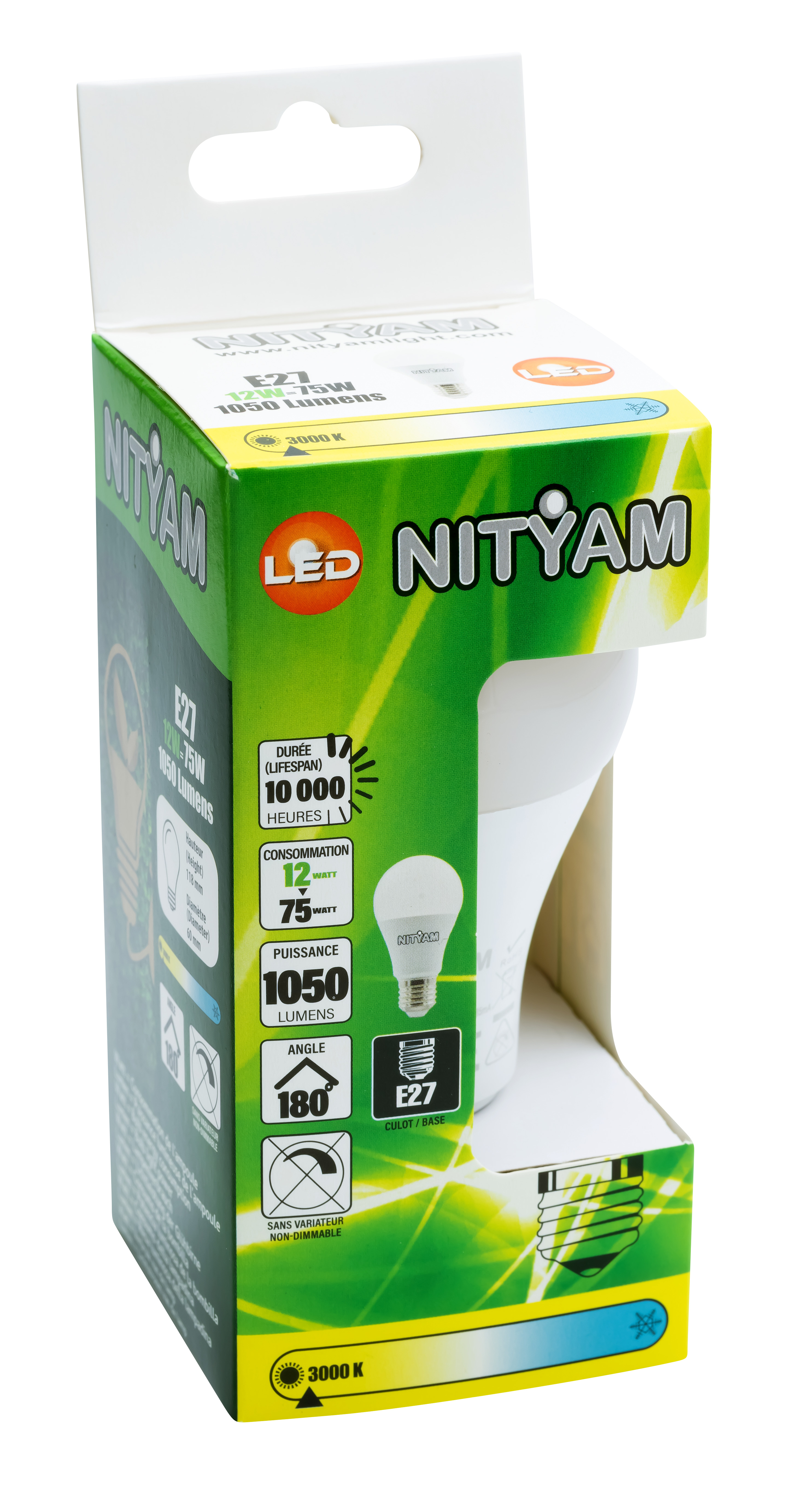 Ampoule standard e27 12w 1050lm 3k - nityam