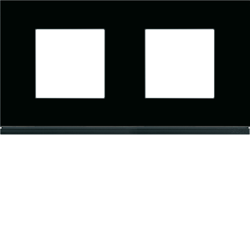Plaque gallery 2 postes horizontale 71mm matiere midnight glass