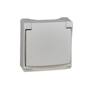 Mureva - prise de courant 2 postes sur plastron - gris - ik07 ip55