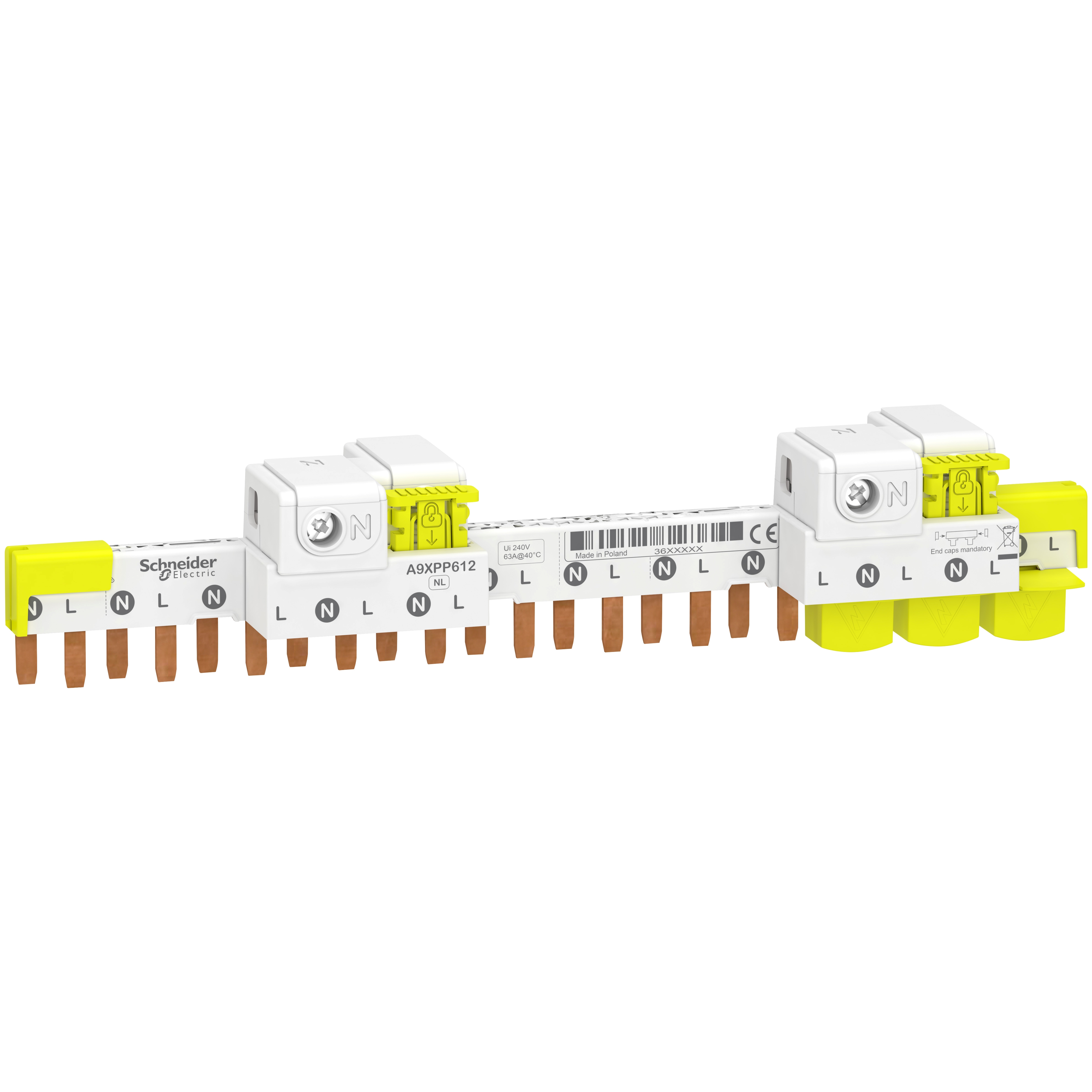 Acti9 idt40 - peigne de répartition horizontal avec connecteur - 1p+n - 12 modules - 63a