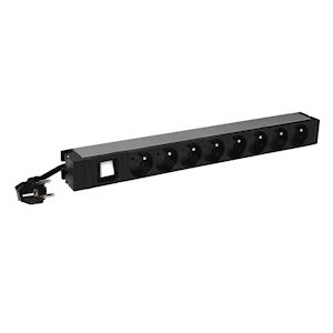 Pdu 19pouces 1u lcs² interrupteur voyant 8x2p+t - cordon 3m avec fiche 2p+t 16a