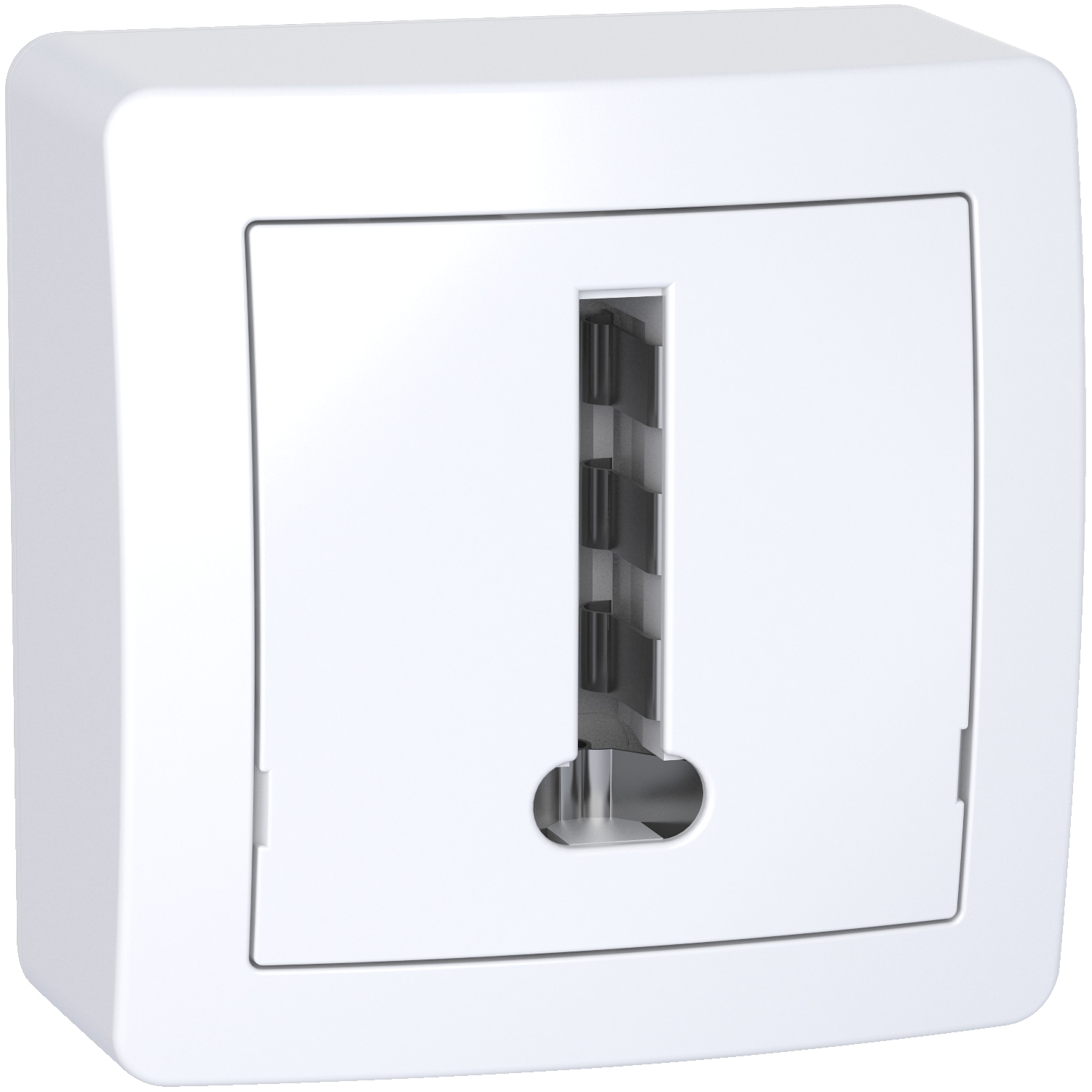 Alréa, conjoncteur téléphonique 8 plots avec cadre saillie, blanc polaire