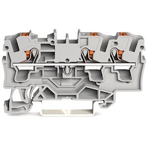 Borne de passage pour 3 conducteurs avec poussoir 4mm², gris