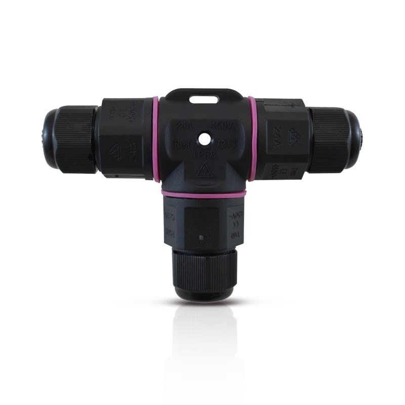 Connect etanche forme t ip68 250v noir 3 fils