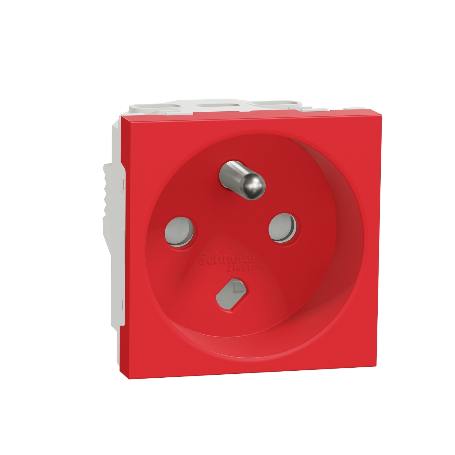 Unica - prise de courant 2p+t - 16a - 250vca - standard français - 90° - bornier à vis - détrompage