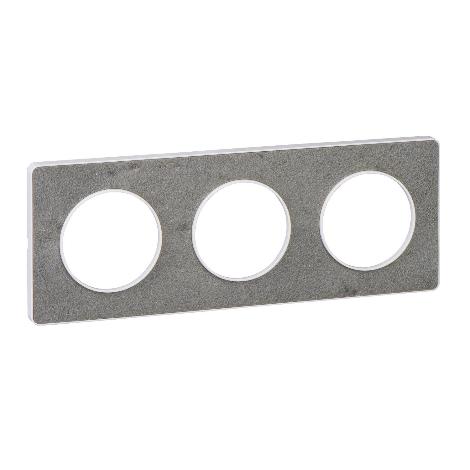 Plaque de finition - odace - touch - plaque - blanc et pierre galet - 3 postes horizontal 71mm | 3 p