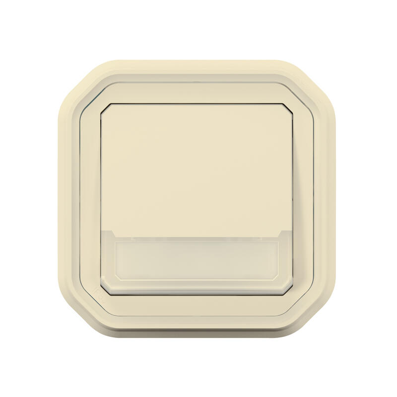 Poussoir no-nf lumineux porte-étiquette plexo complet encastré sable