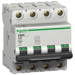 Schneider electric disjoncteur modulaire multi 9 - c60h - 4 pôles - 4 a - courbe c