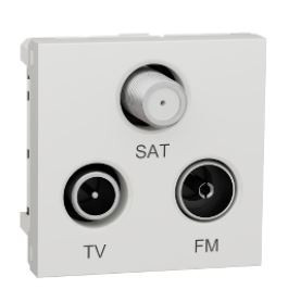 Unica - prise télévision et radio - tv + fm + sat - 2 modules - blanc - mécanisme seul
