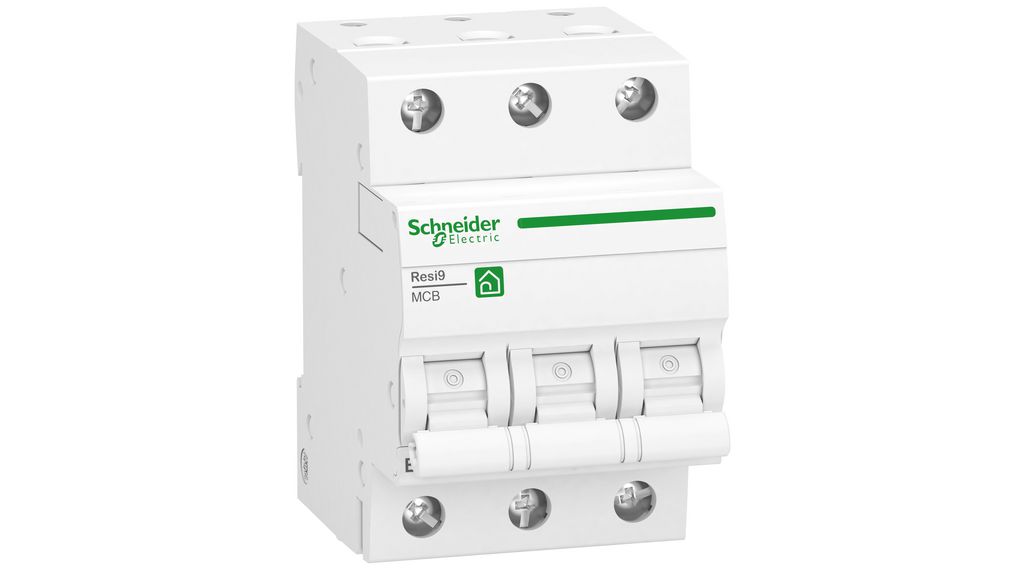 Disjoncteur miniature, resi9 cx, 3 pôles, 10a, b, 6ka, schneider electric