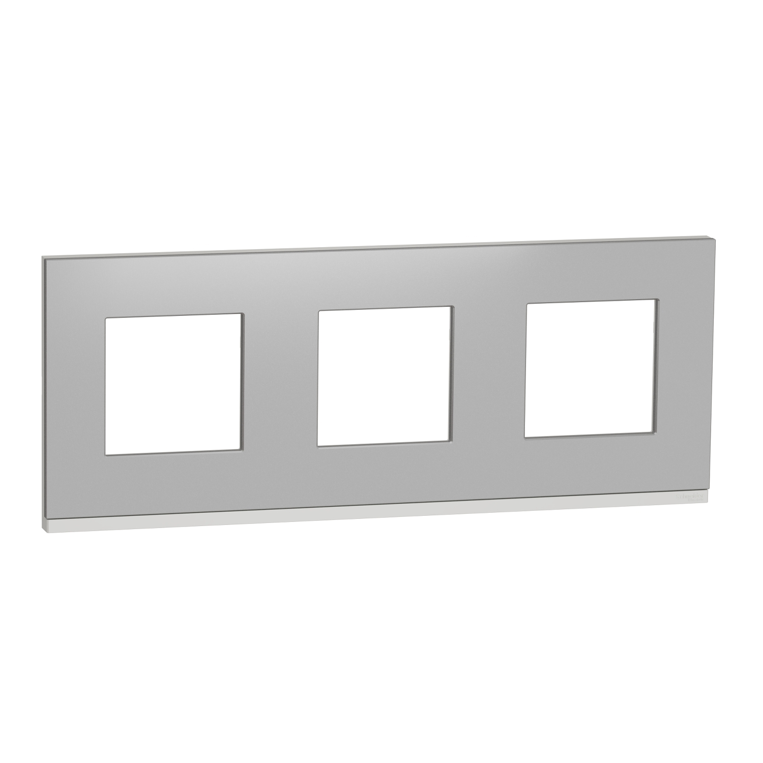 Unica pure - plaque de finition - aluminium liseré blanc 3 postes