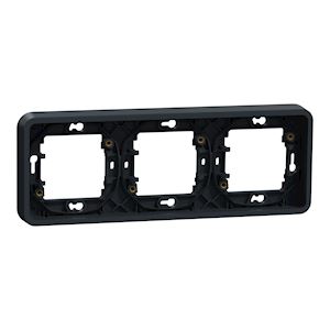 Mureva styl - cadre 3 postes horizontal - encastré ip55 - ik08 - gris