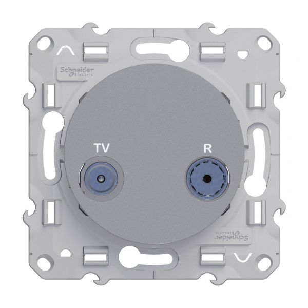 Prise tv/r, odace, mécanisme avec cadre de fixation, mâle iec 9,52 mm, ip21d, aluminium