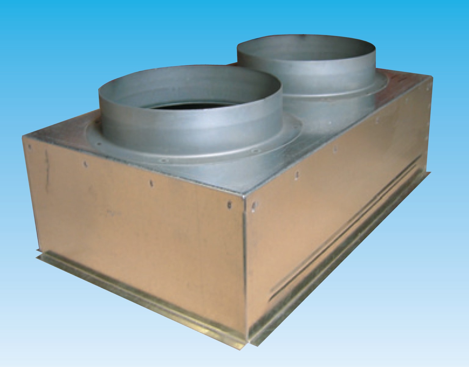 Plenum a sortie lateral, 2 piquages d 200 mm, pour graixcd et gmi 600 x 400 mm