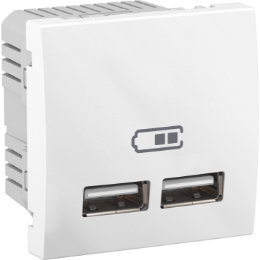 Unica - double chargeur pour ports usb 2.1 Ampères - couleur blanche