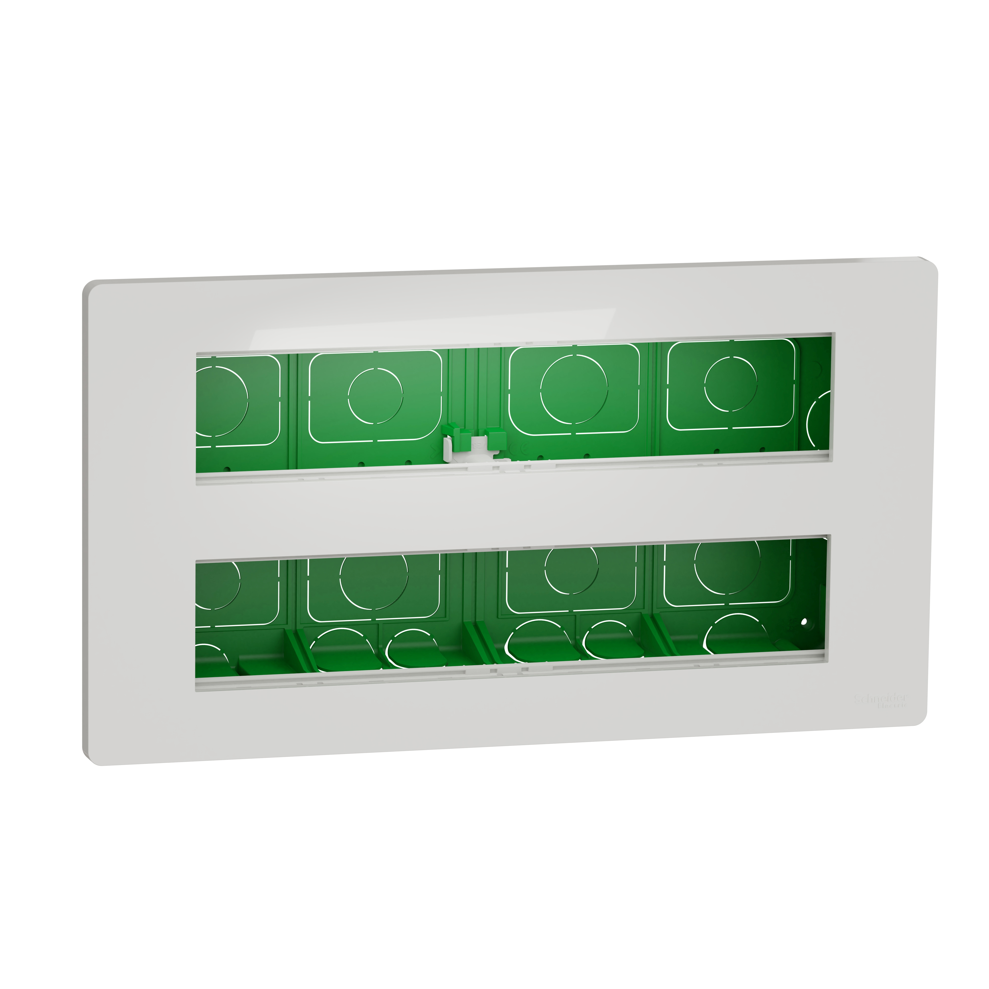 Unica - boîte de concentration encastrée complète - 2 rangées de 10 modules - blanc antimicrobien - 