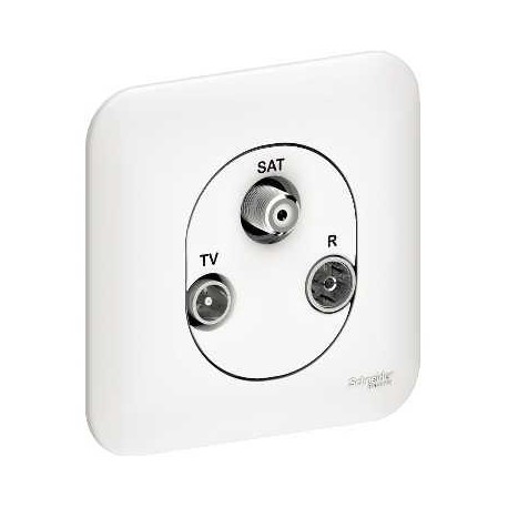 Ovalis - prise tv/fm/sat - 1 entrée arriére avec plaque blanc