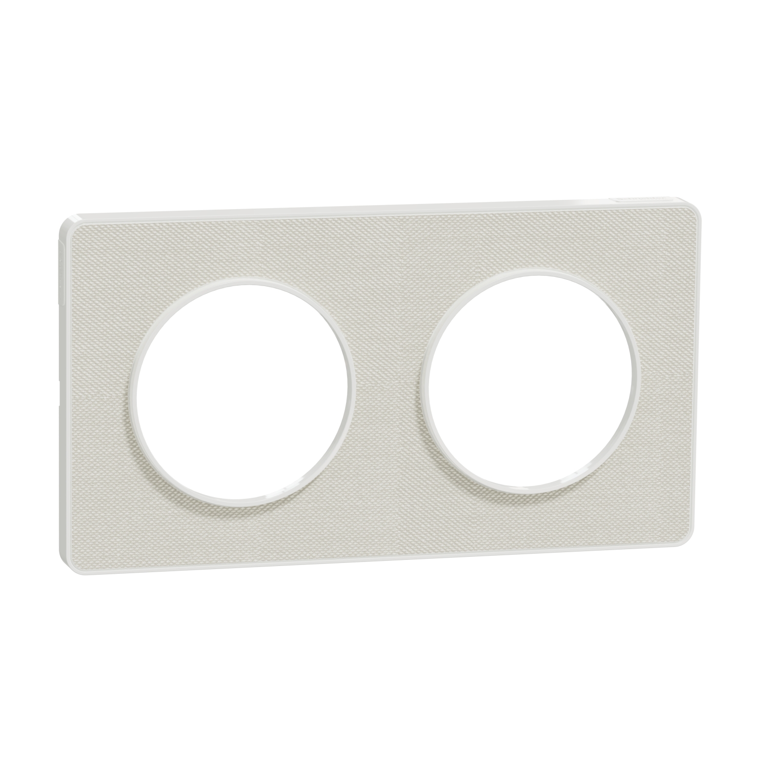 Odace touch - plaque de finition kvadrat en tissus craie et liseré blanc - 2 postes horiz.