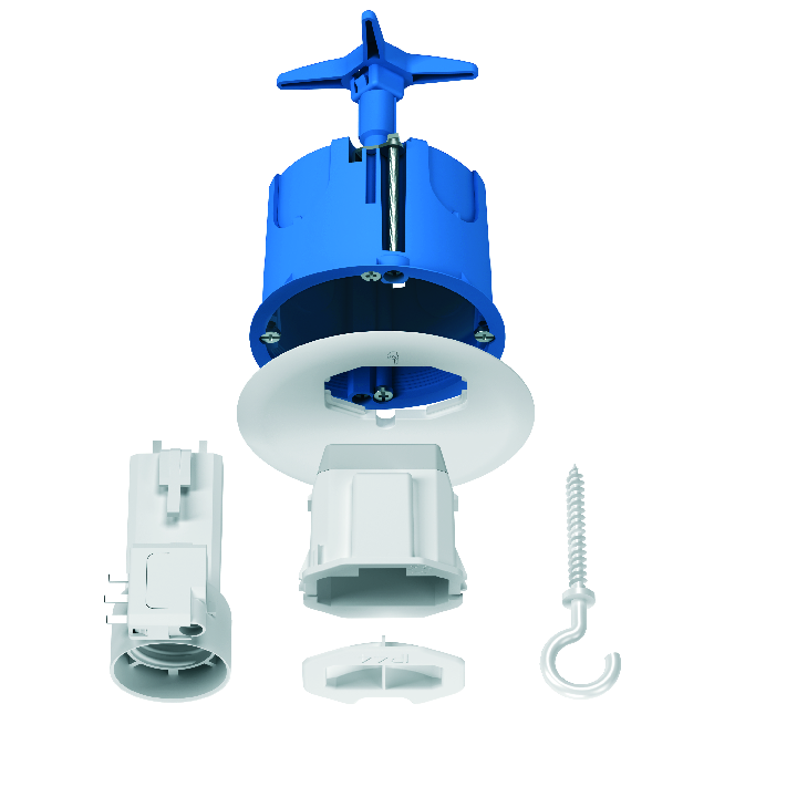 Multifix dcl, boîte de centre avec coll, couv.non affl, connect, douille, fiche