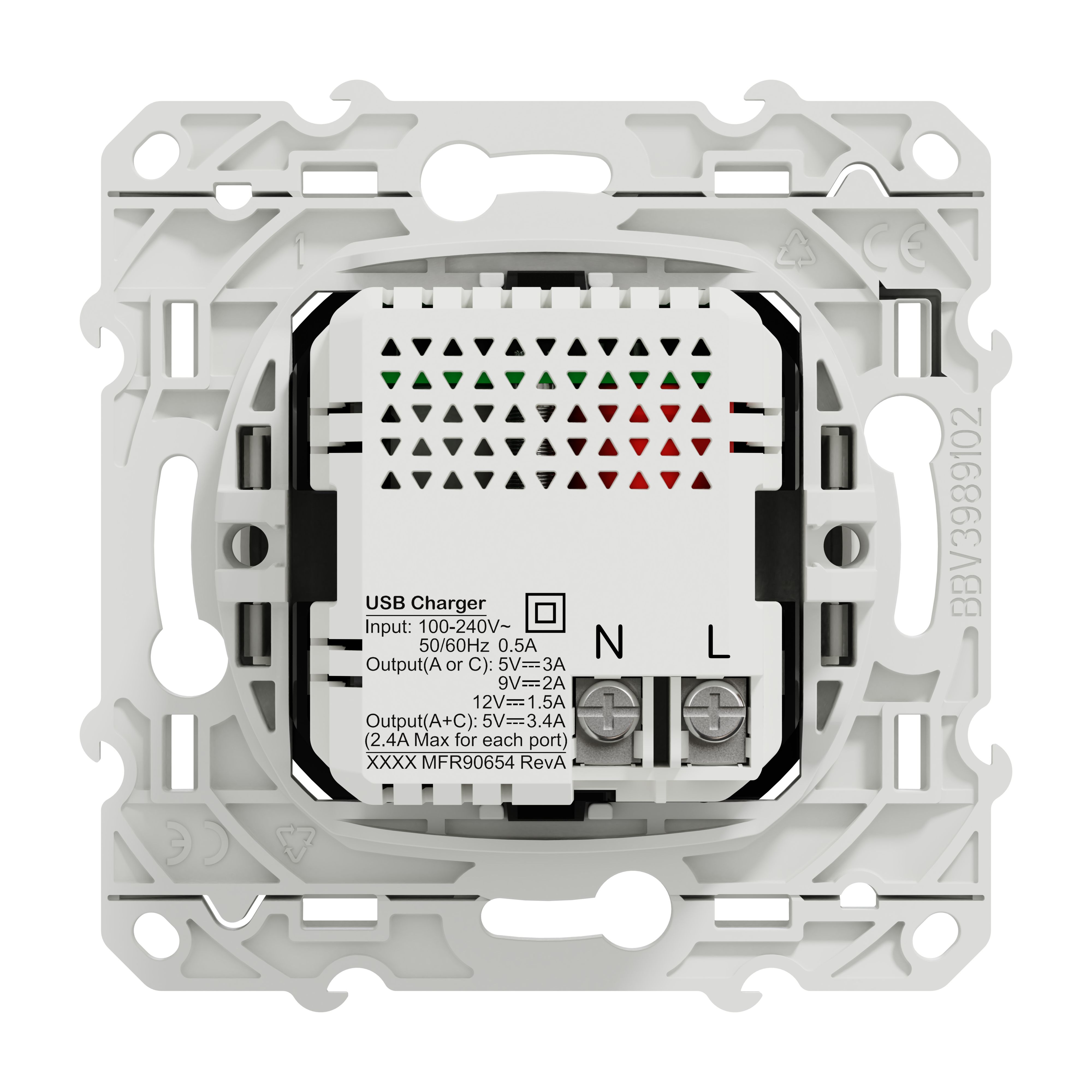 Odace - prise usb double - charge rapide - type a+c - blanc - 18w - 3,4a
