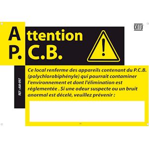 Affiche alu 'attention danger p.c.b'