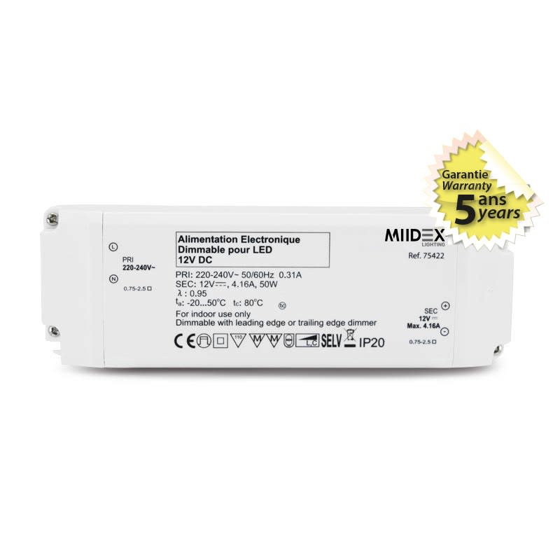 Alim 12v dc dim coupure phase 50w ip20 5ans