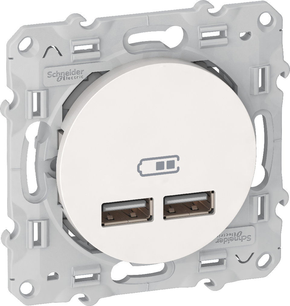 Odace - double chargeur usb 2.1 A - blanc