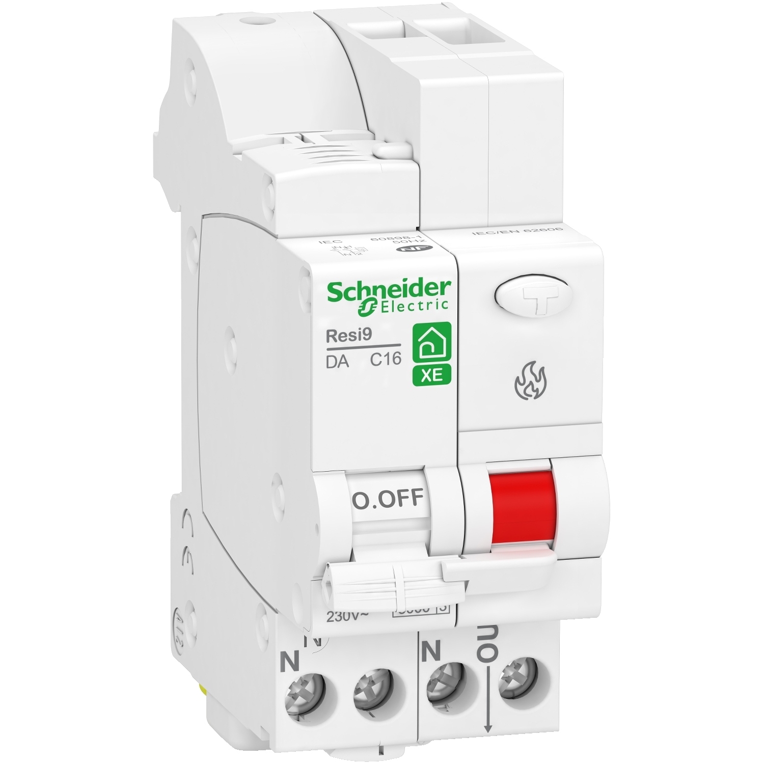 Resi9 xe da - disjoncteur de détection d'arc électrique - 1p + n - 16a ( 30°c ) - courbe c - icn pou
