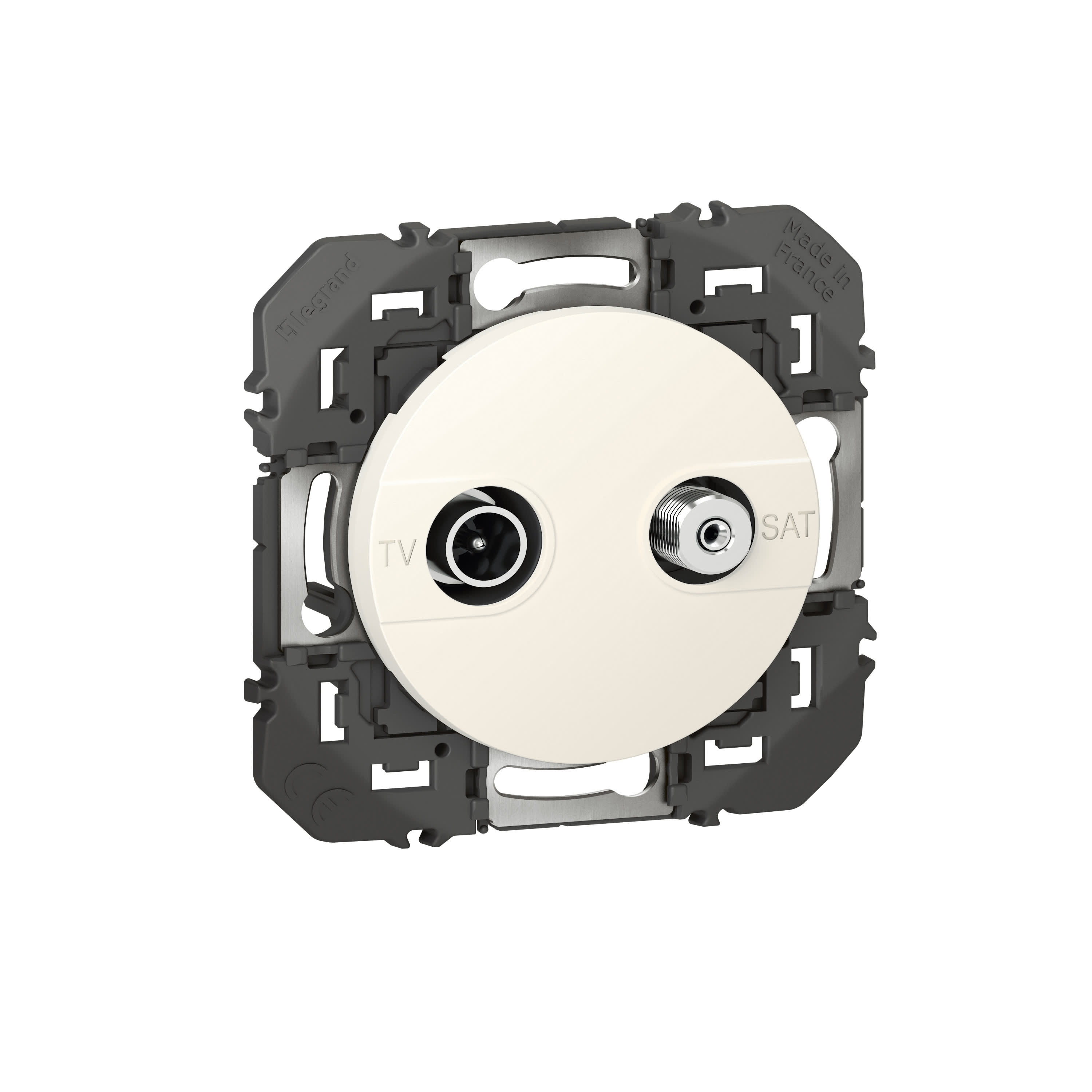 Dooxie, une prise télévision avec support permettant un rattrapage en cas de dérive de pose de la bo