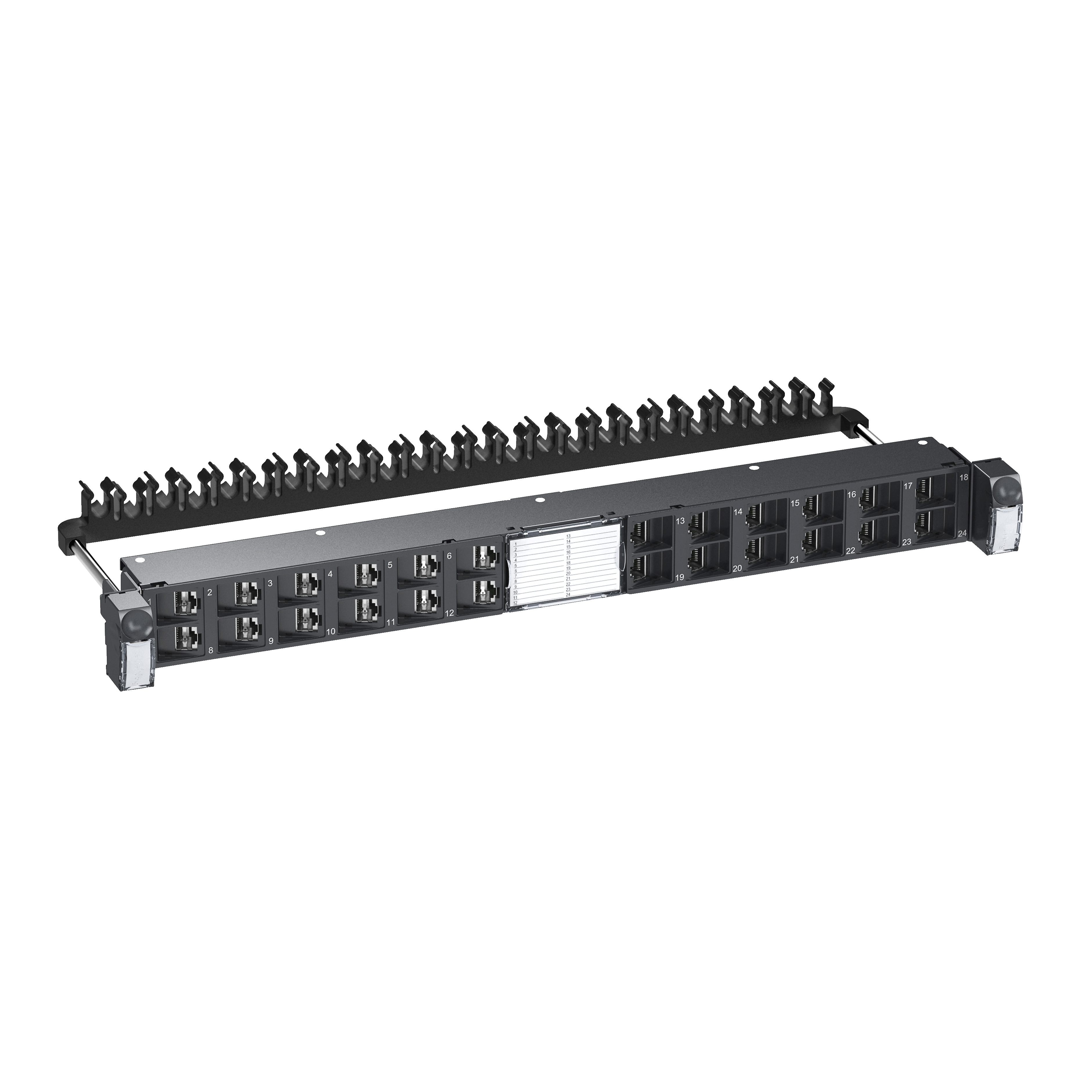 Actassi - panneau d'angle 19p 1u 24 ports - équipé rj45 s-on