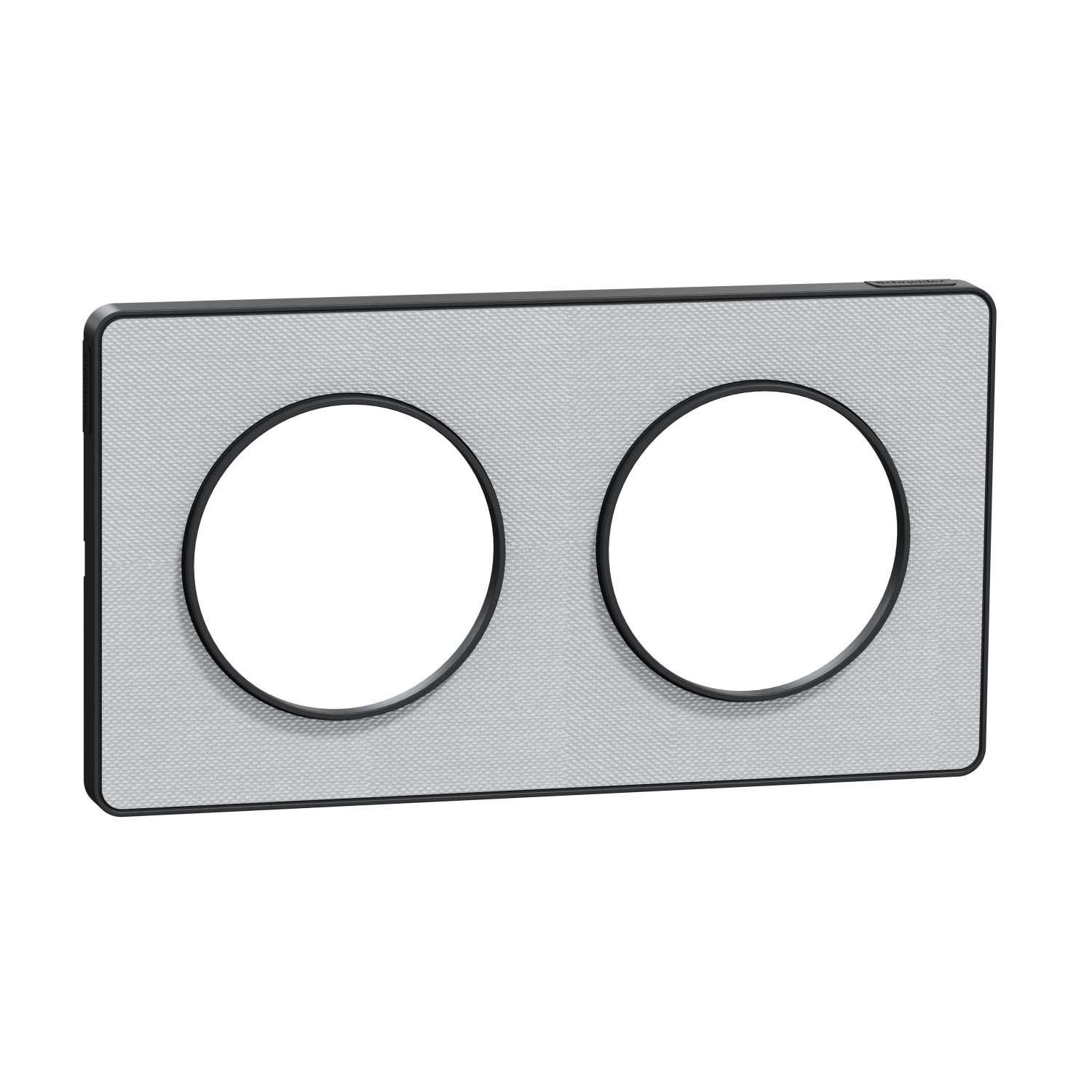 Odace touch - plaque de finition kvadrat en tissus perle et liseré anthracite 2 postes horiz.