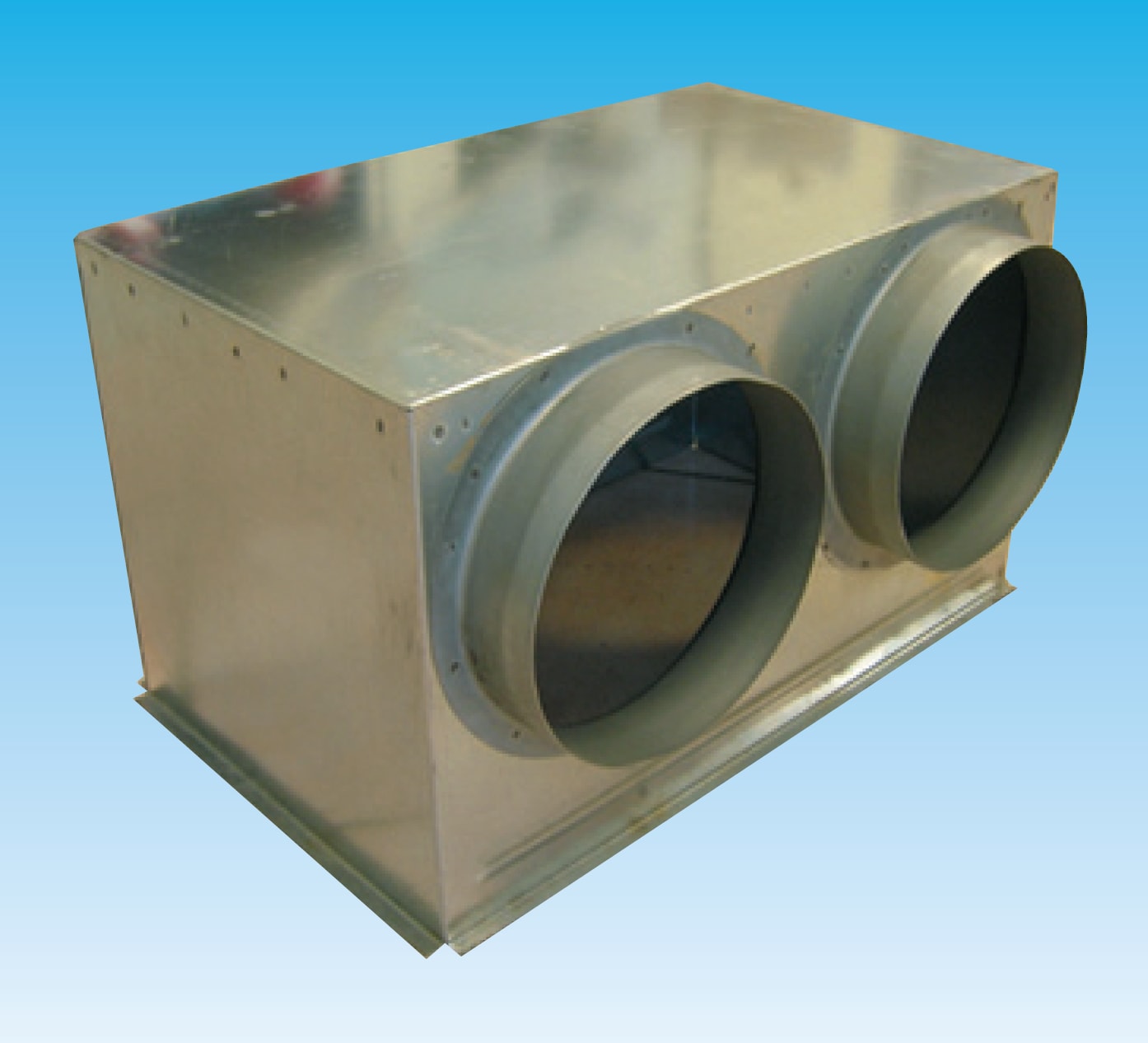 Plenum a sortie lateral, 2 piquages d 200 mm, pour graixcd et gmi 500 x 300 mm