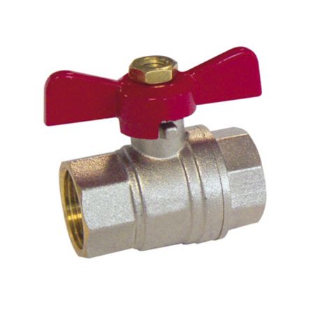 Vanne à sphère sans plomb - femelle/femelle - ø1/2” - manette papillon rouge